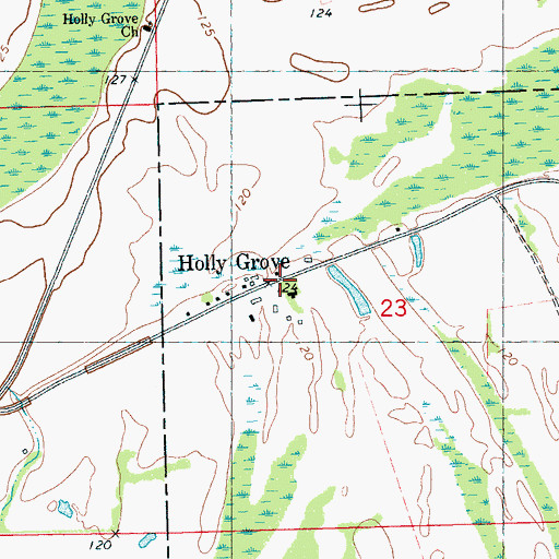 Topographic Map of Holly Grove, MS