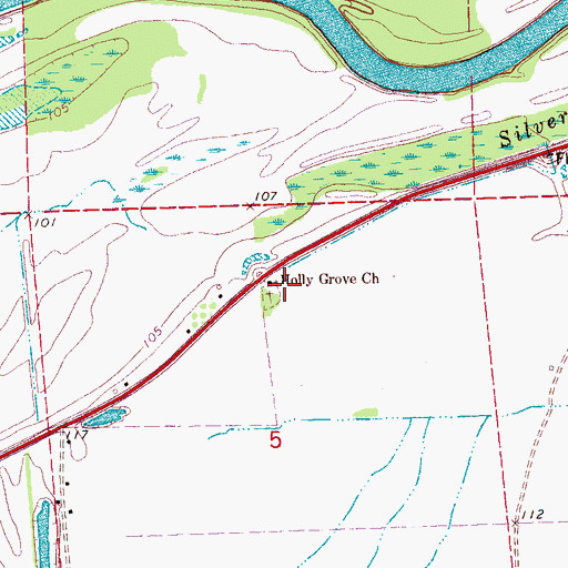 Topographic Map of Holly Grove Cemetery, MS