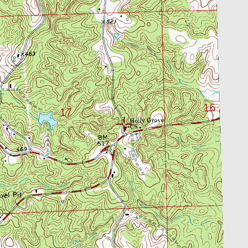 Topographic Map of Holly Grove Baptist Church, MS