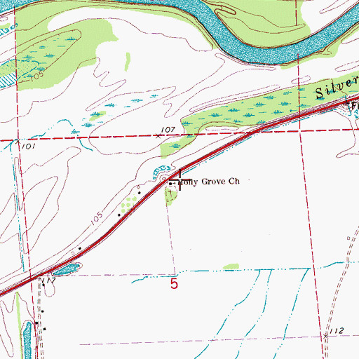 Topographic Map of Holly Grove Church, MS