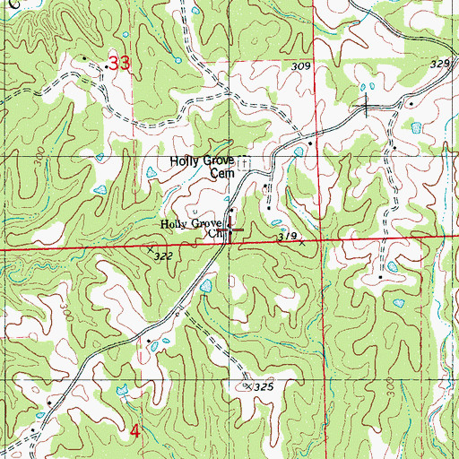 Topographic Map of Holly Grove Church, MS