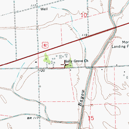 Topographic Map of Holly Grove Church, MS