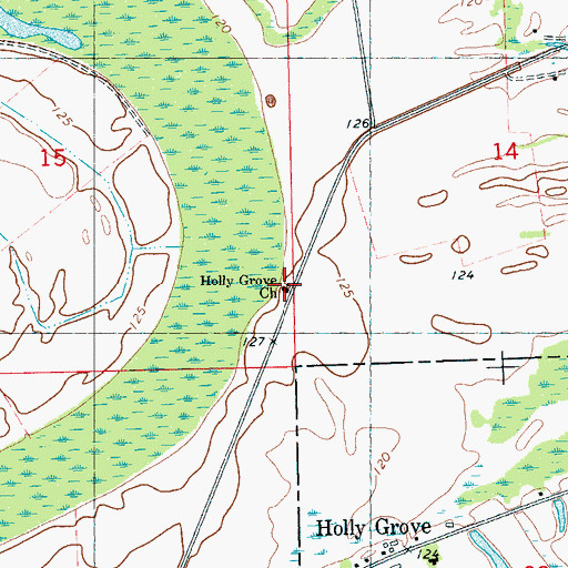 Topographic Map of Holly Grove Church, MS