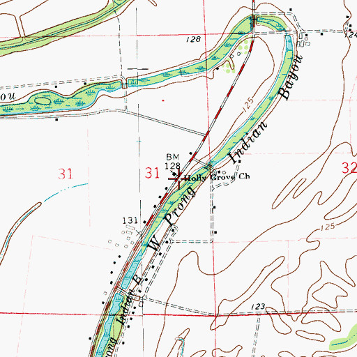 Topographic Map of Holly Grove Church, MS