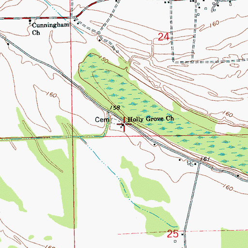 Topographic Map of Holly Grove Church, MS