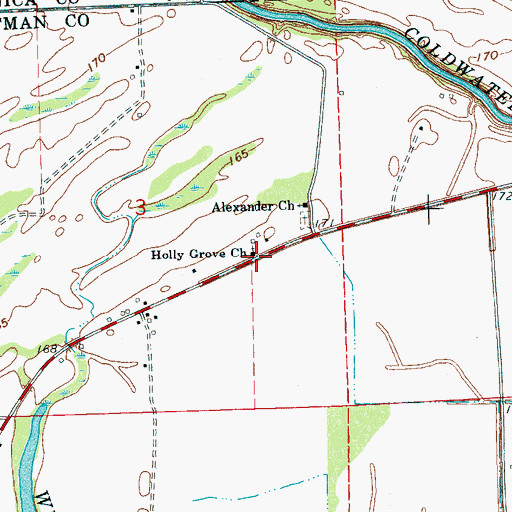 Topographic Map of Holly Grove Church, MS