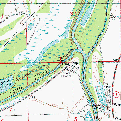 Topographic Map of Holly Grove Church Number 2, MS