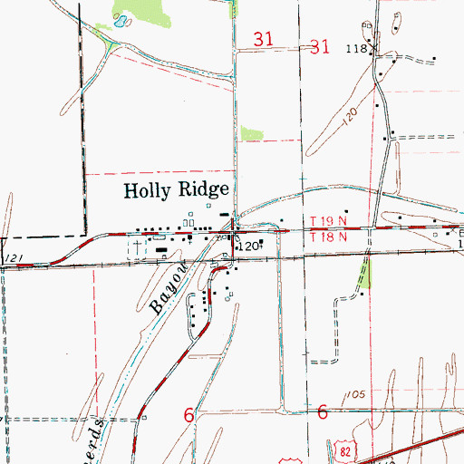 Topographic Map of Holly Ridge, MS
