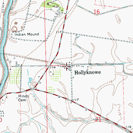 Topographic Map of Hollyknowe, MS