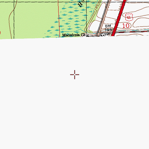 Topographic Map of Hollywood, MS