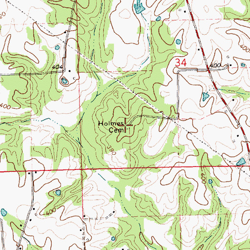 Topographic Map of Holmes Cemetery, MS