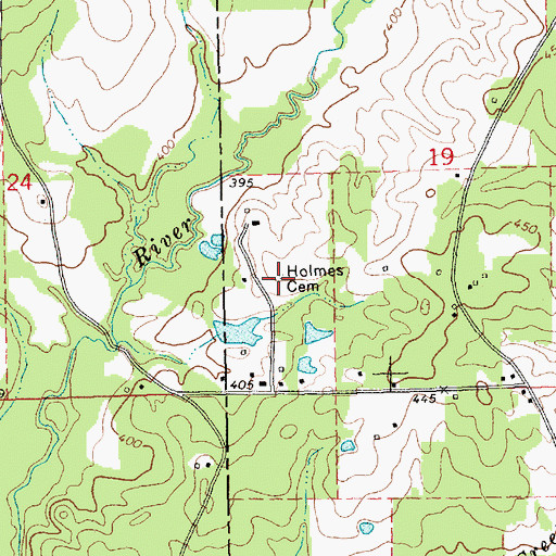 Topographic Map of Holmes Cemetery, MS