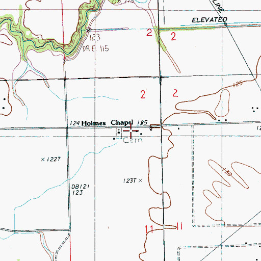 Topographic Map of Holmes Chapel, MS