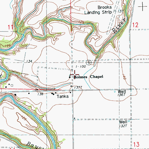 Topographic Map of Holmes Chapel, MS