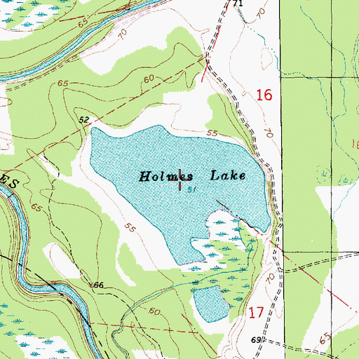 Topographic Map of Holmes Lake, MS