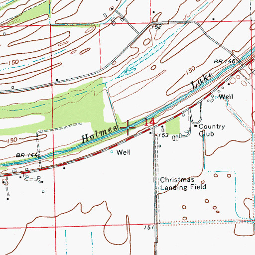 Topographic Map of Holmes Lake, MS