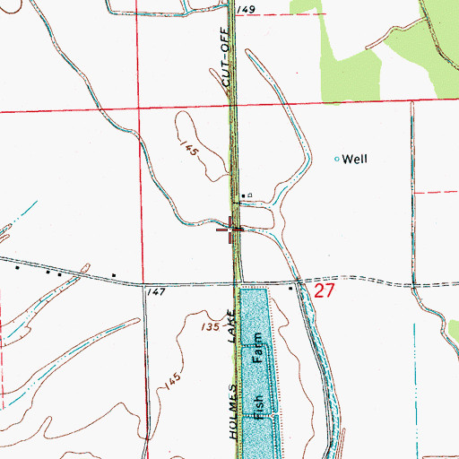 Topographic Map of Holmes Lake Cut-Off, MS