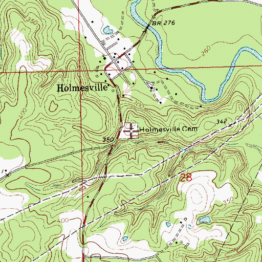 Topographic Map of Holmesville Cemetery, MS