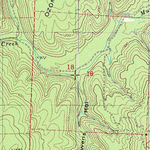 Topographic Map of Owens Hollow, AR