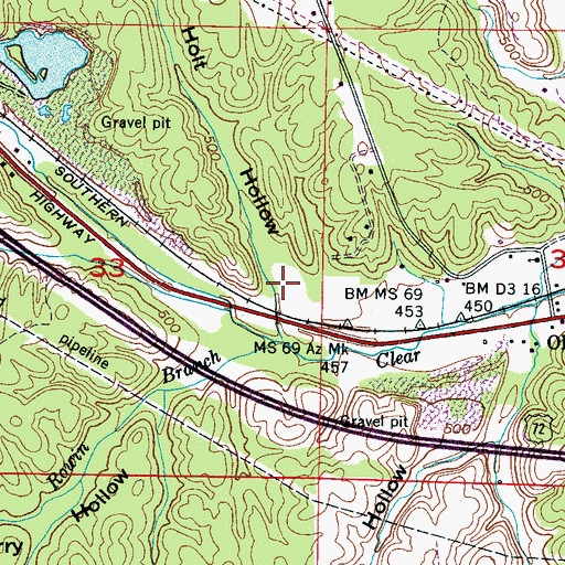 Topographic Map of Holt Hollow, MS