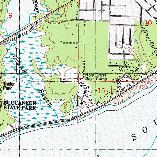 Topographic Map of Holy Cross Boys Camp, MS