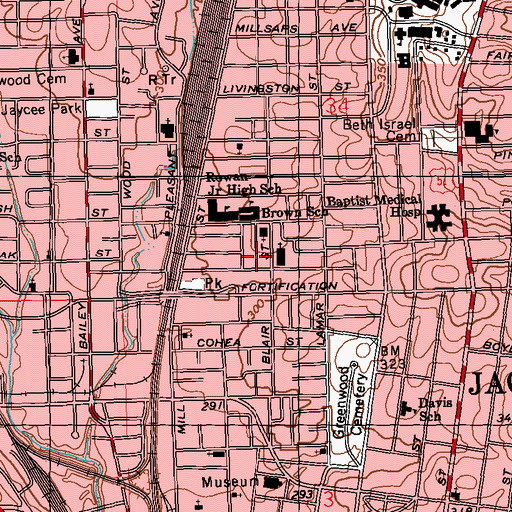 Topographic Map of Holy Ghost High School, MS