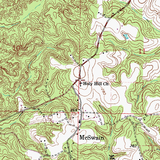 Topographic Map of Holy Hill Church, MS