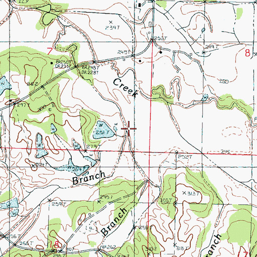 Topographic Map of Hood Branch, MS