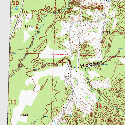 Topographic Map of Hooker Hollow, MS