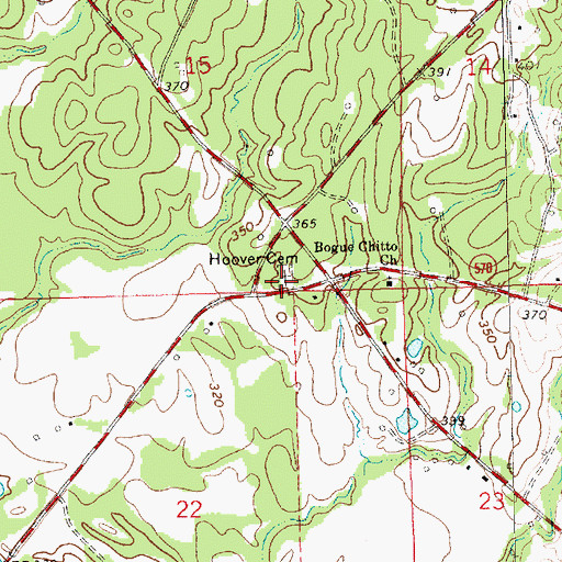 Topographic Map of Hoover Cemetery, MS