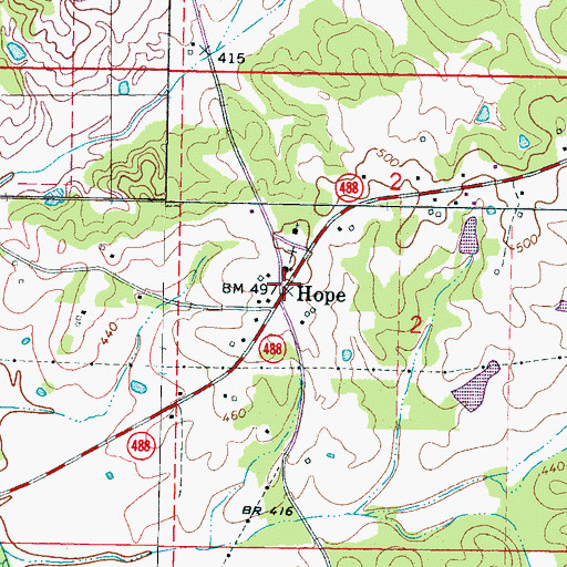 Topographic Map of Hope, MS