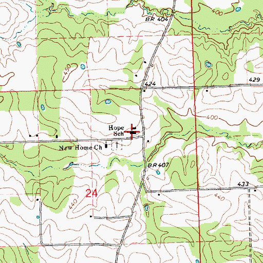 Topographic Map of Hope School, MS