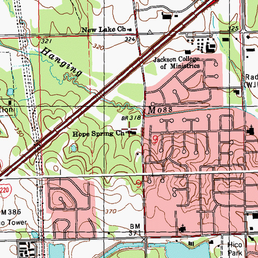Topographic Map of Hope Spring Church, MS