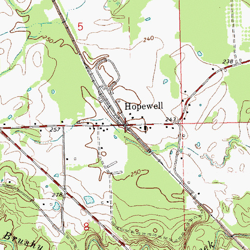 Topographic Map of Hopewell, MS