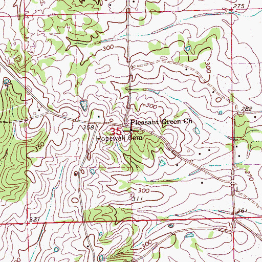 Topographic Map of Hopewell Cemetery, MS