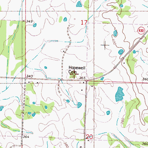 Topographic Map of Hopewell Cemetery, MS