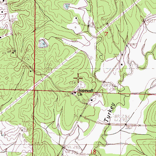 Topographic Map of Hopewell Cemetery, MS