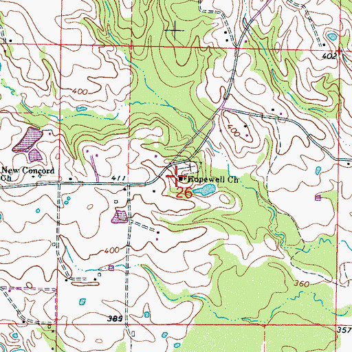 Topographic Map of Hopewell Church, MS