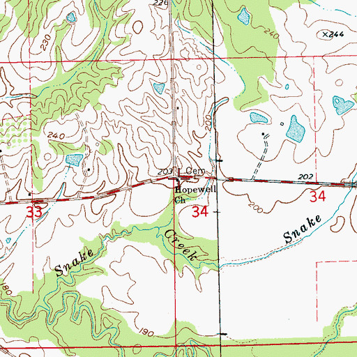 Topographic Map of Hopewell Church, MS