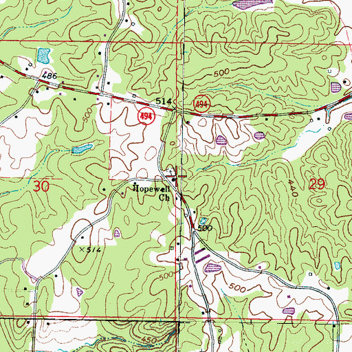 Topographic Map of Hopewell Church, MS
