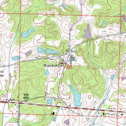 Topographic Map of Hopewell Church, MS