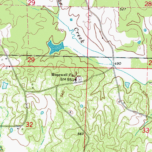 Topographic Map of Hopewell Church, MS