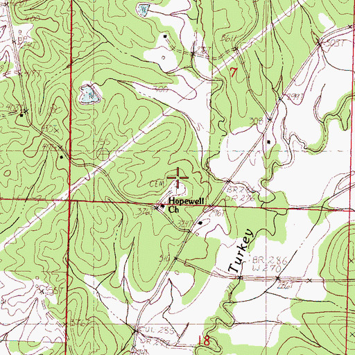Topographic Map of Hopewell Church, MS