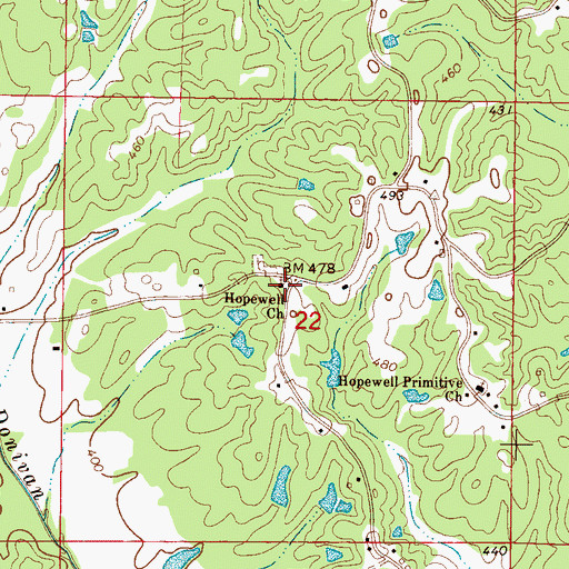Topographic Map of Hopewell Church, MS