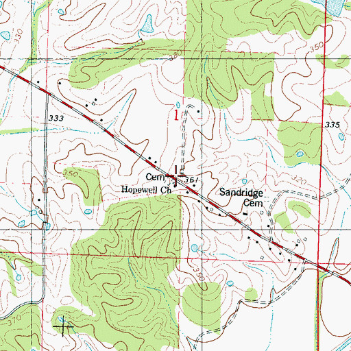 Topographic Map of Hopewell Baptist Church, MS
