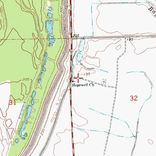 Topographic Map of Hopewell Church, MS