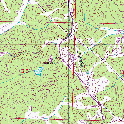 Topographic Map of Hopewell Methodist Church, MS