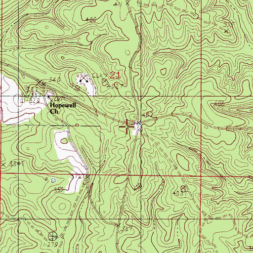 Topographic Map of Hopewell School, MS