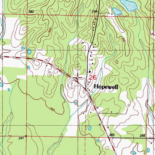 Topographic Map of Hopewell School, MS