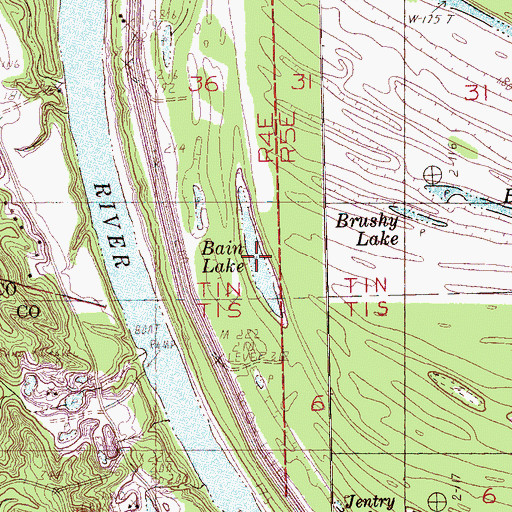 Topographic Map of Bain Lake, AR